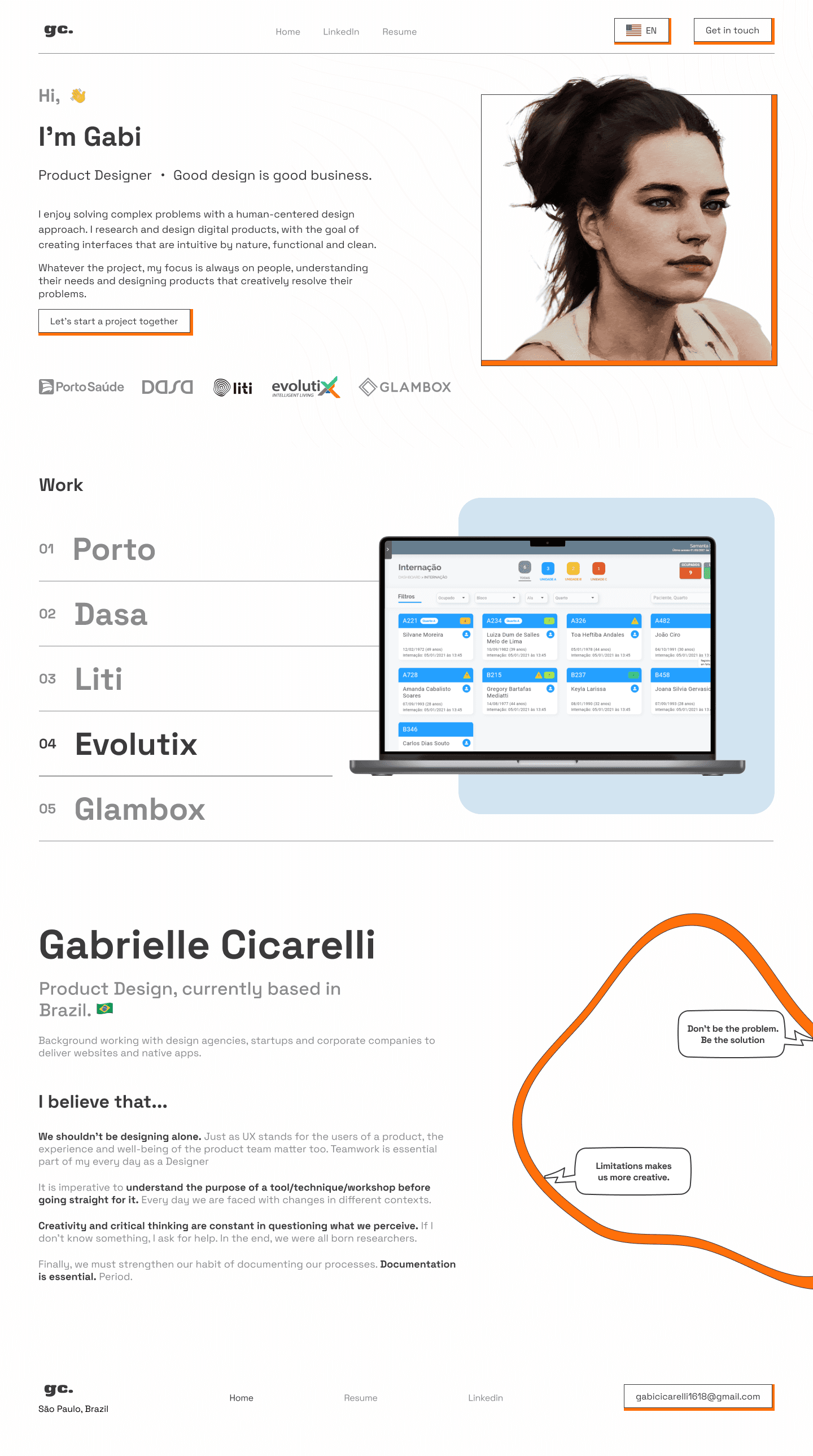 Portfólio multilíngue - captura de interface